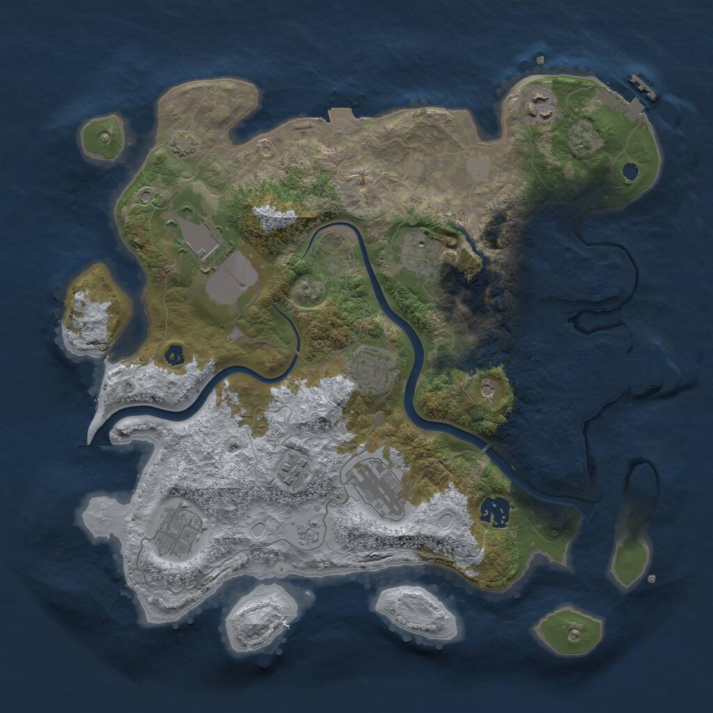 Rust Map: Procedural Map, Size: 3500, Seed: 68061926, 14 Monuments