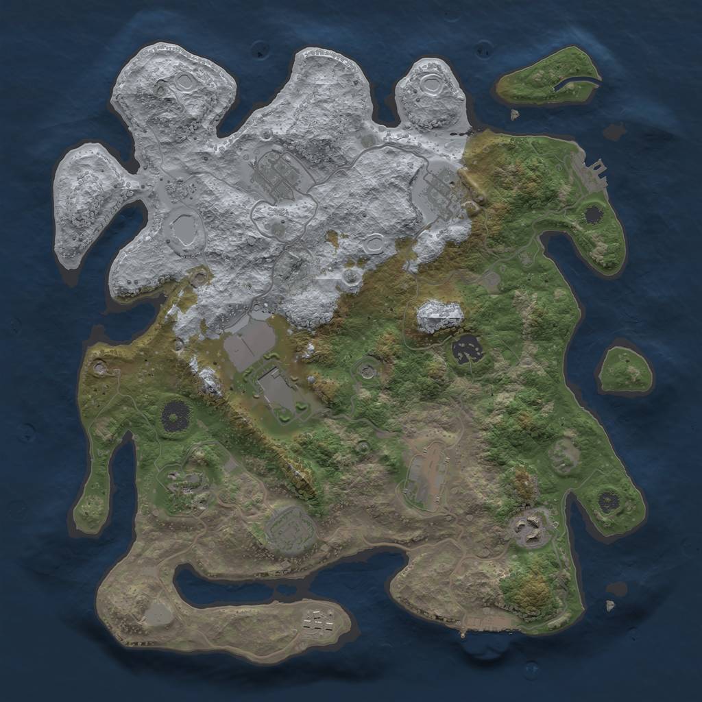 Rust Map: Procedural Map, Size: 3500, Seed: 1933209205, 16 Monuments