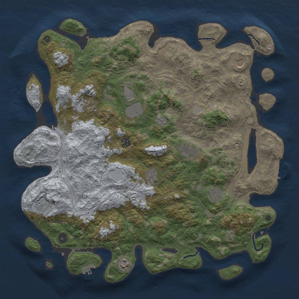 Rust Map: Procedural Map, Size: 4500, Seed: 1418393601, 17 Monuments