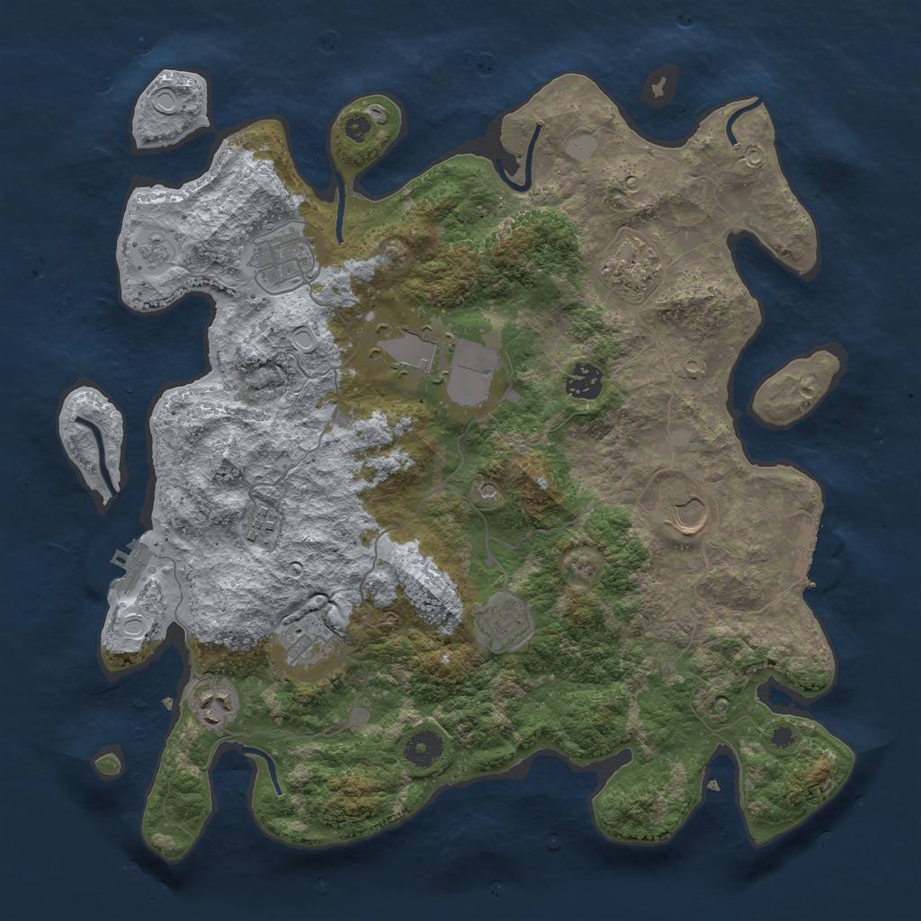 Rust Map: Procedural Map, Size: 3750, Seed: 46192827, 16 Monuments