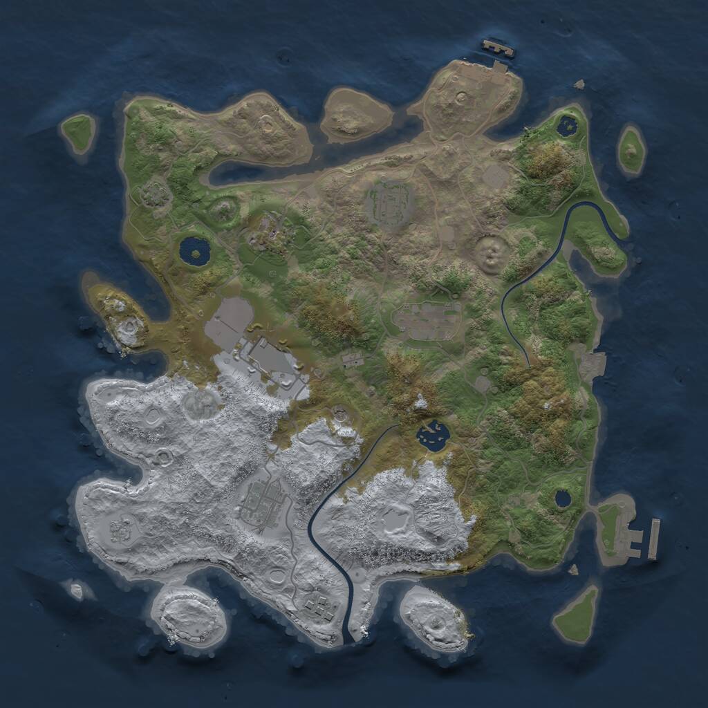 Rust Map: Procedural Map, Size: 3500, Seed: 25814038, 13 Monuments