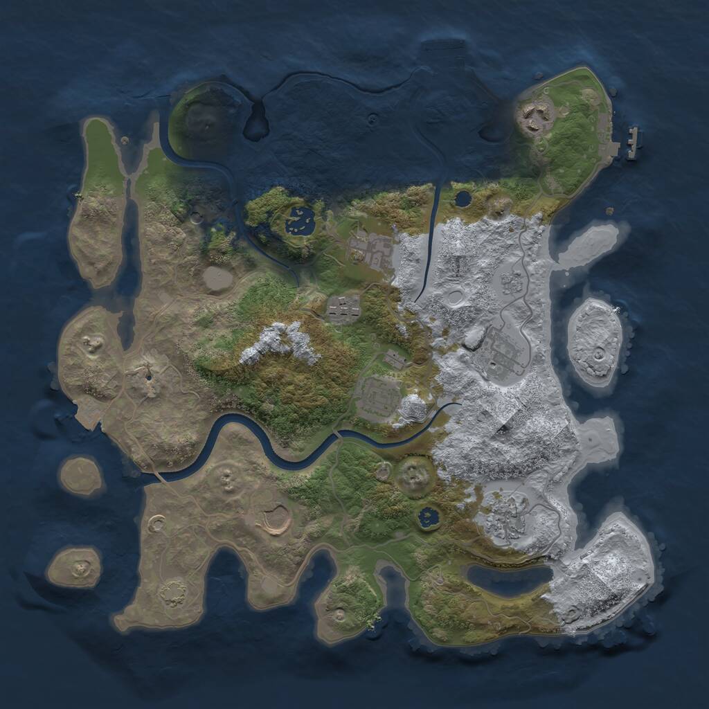 Rust Map: Procedural Map, Size: 3500, Seed: 897434329, 14 Monuments