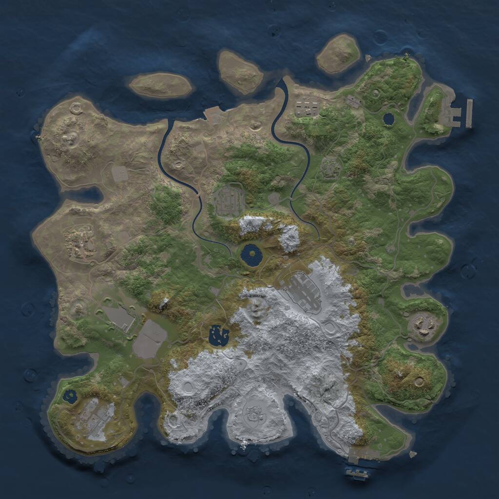 Rust Map: Procedural Map, Size: 3500, Seed: 324505996, 13 Monuments