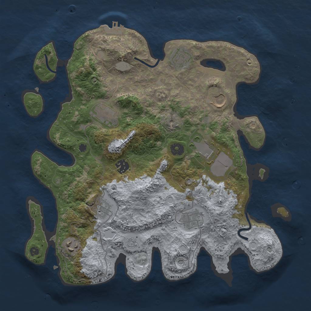 Rust Map: Procedural Map, Size: 3500, Seed: 969926922, 16 Monuments