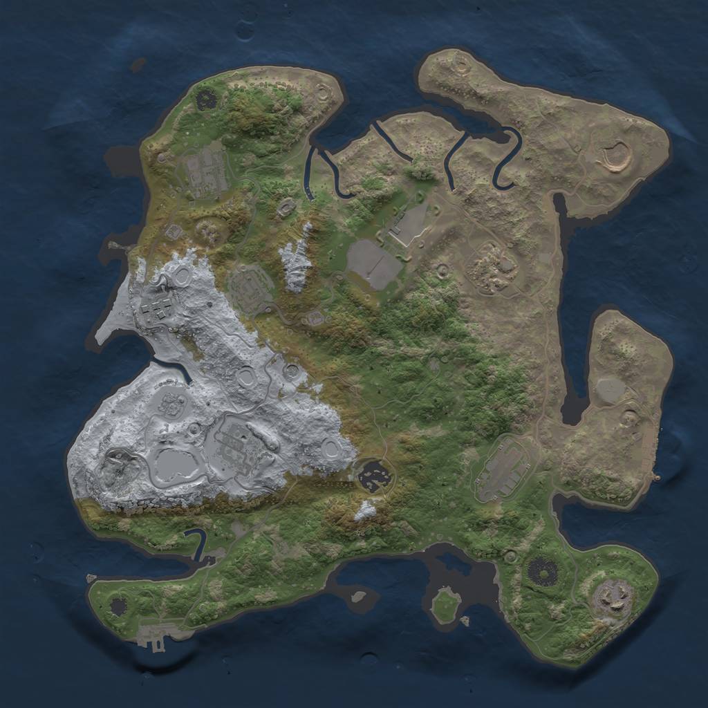 Rust Map: Procedural Map, Size: 3500, Seed: 2282625, 19 Monuments