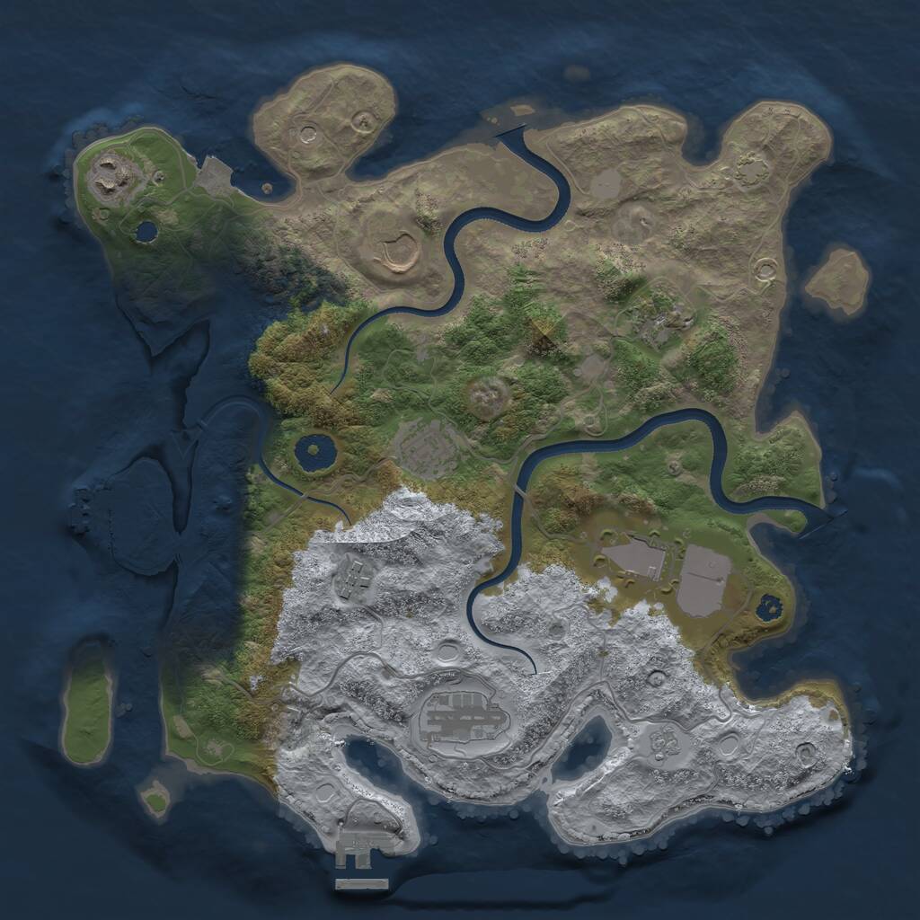 Rust Map: Procedural Map, Size: 3500, Seed: 86847962, 13 Monuments