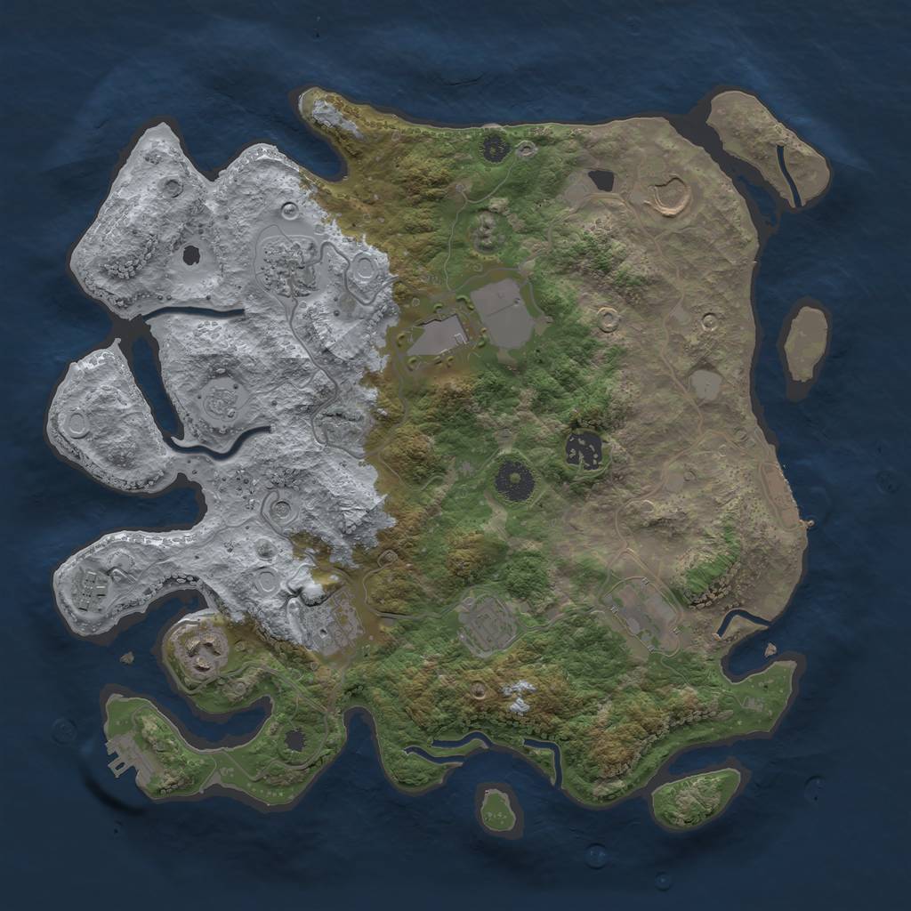 Rust Map: Procedural Map, Size: 3500, Seed: 96645185, 18 Monuments