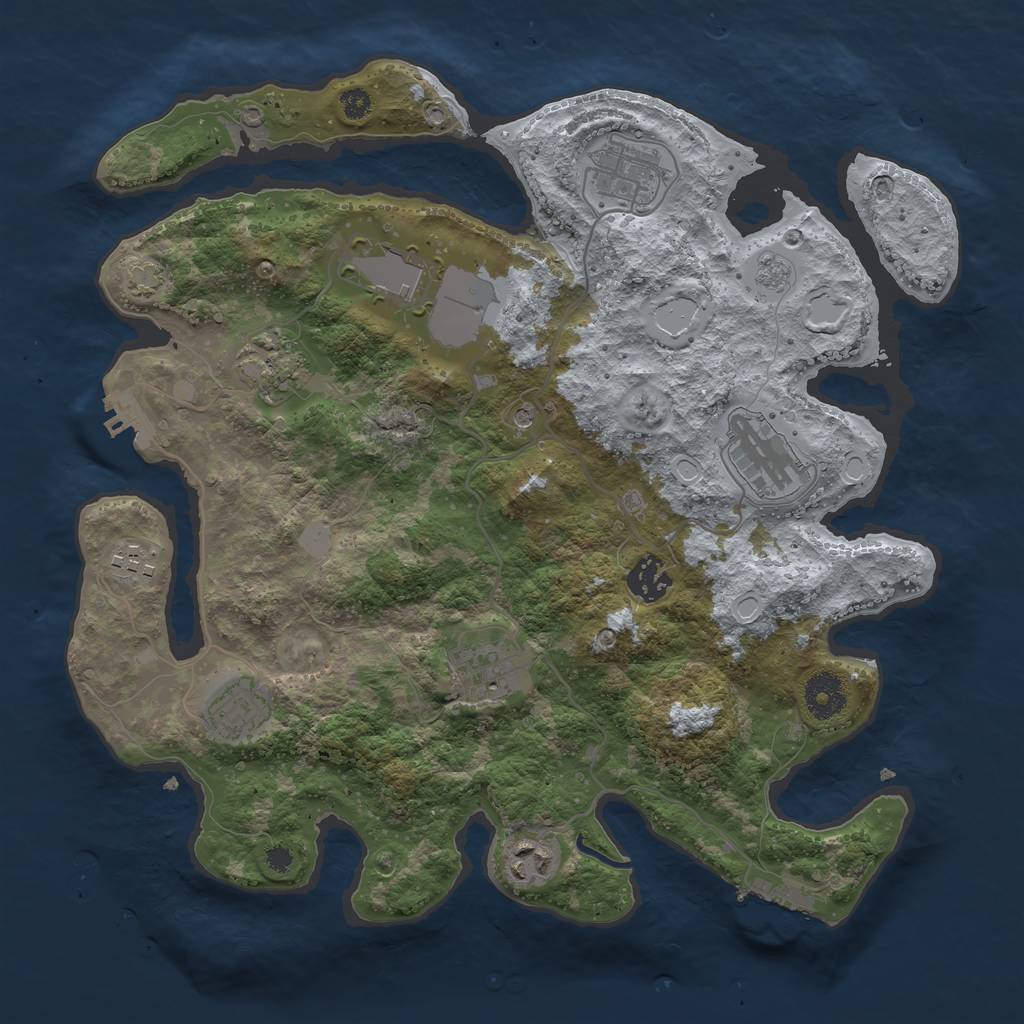 Rust Map: Procedural Map, Size: 3500, Seed: 54817691, 17 Monuments