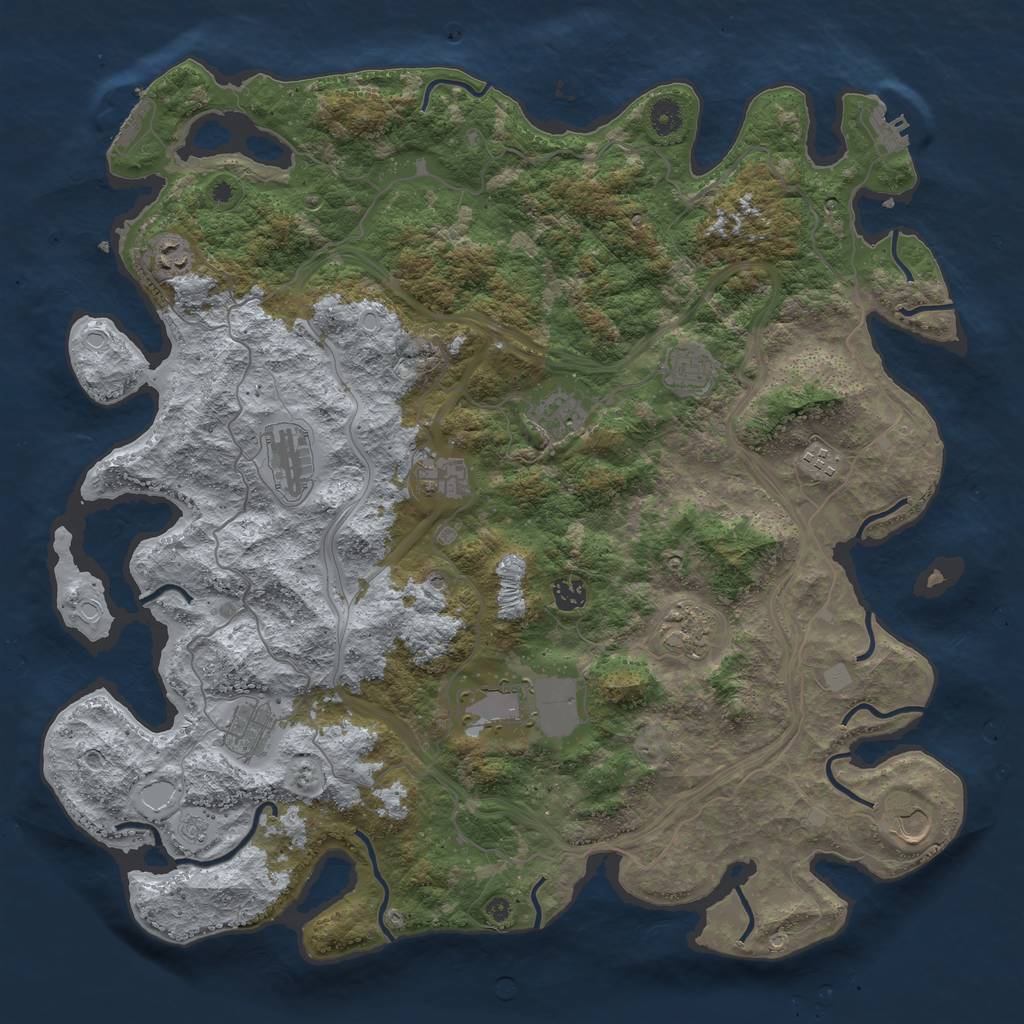 Rust Map: Procedural Map, Size: 4500, Seed: 944147431, 20 Monuments