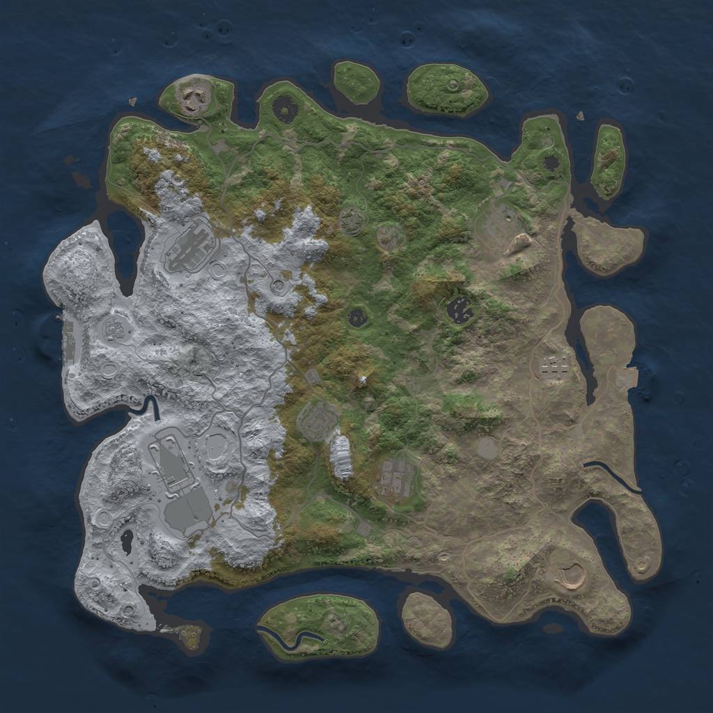 Rust Map: Procedural Map, Size: 4050, Seed: 1861459316, 16 Monuments
