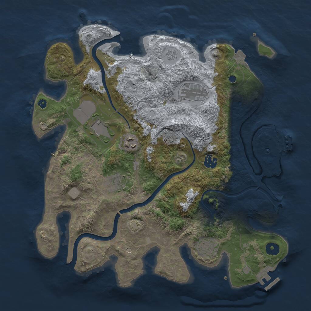 Rust Map: Procedural Map, Size: 3500, Seed: 1323539342, 13 Monuments