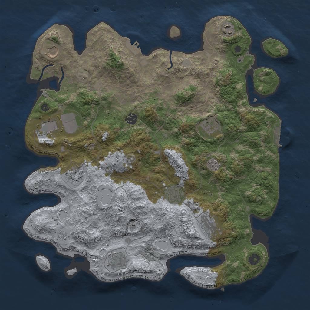 Rust Map: Procedural Map, Size: 4000, Seed: 100848731, 17 Monuments