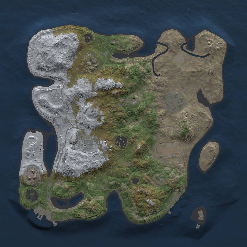 Rust Map: Procedural Map, Size: 3000, Seed: 1145728886, 13 Monuments