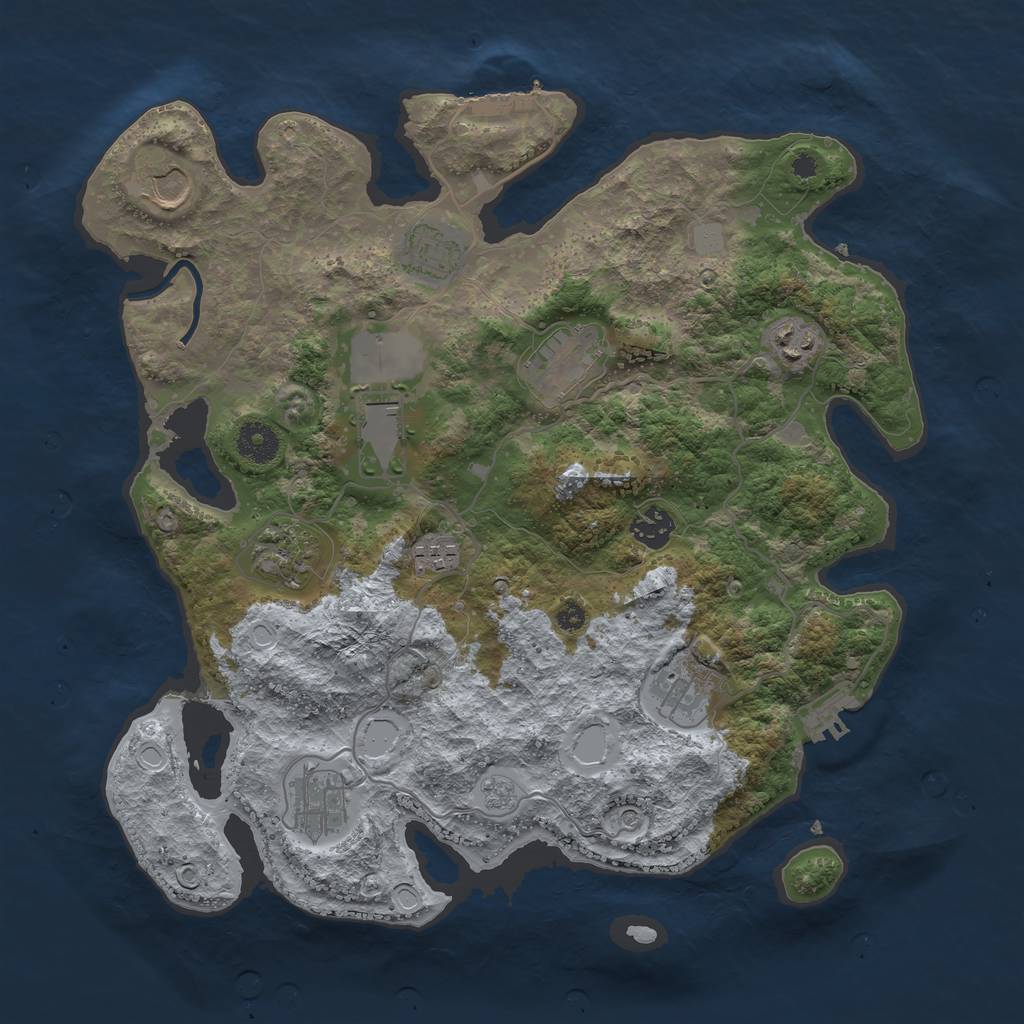 Rust Map: Procedural Map, Size: 3700, Seed: 504611786, 17 Monuments