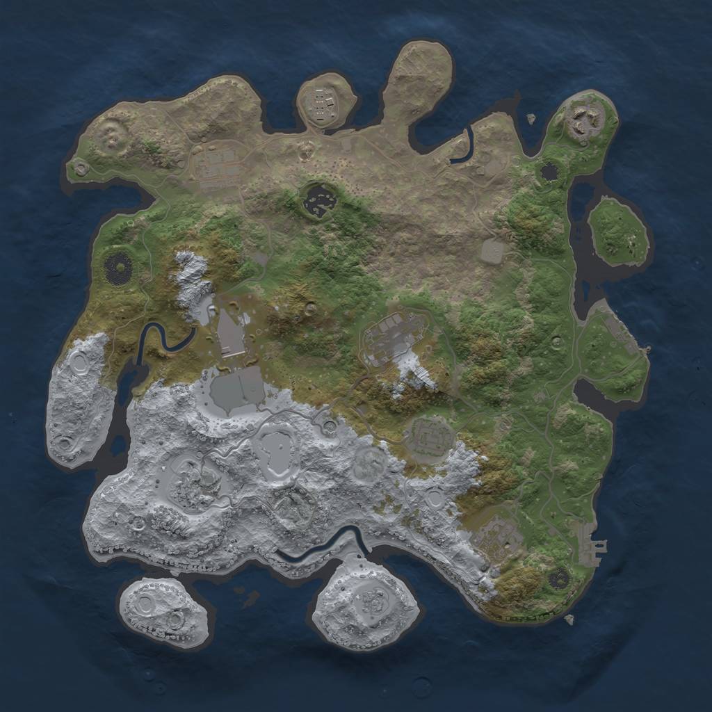 Rust Map: Procedural Map, Size: 3500, Seed: 1704217421, 18 Monuments