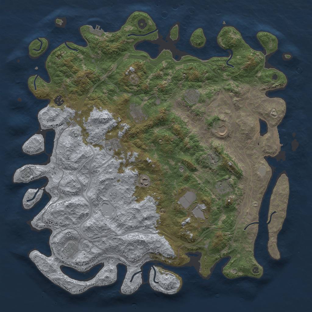Rust Map: Procedural Map, Size: 4800, Seed: 981841689, 17 Monuments