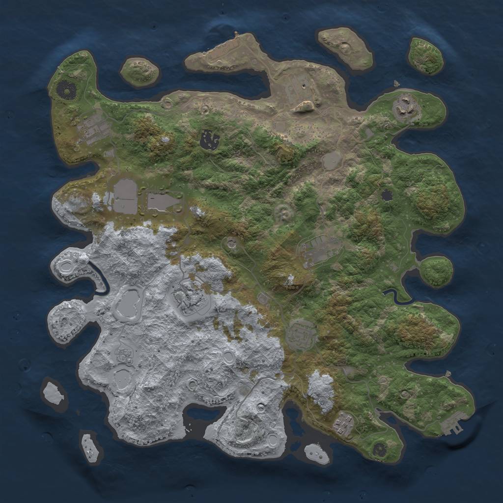 Rust Map: Procedural Map, Size: 3750, Seed: 7039502, 18 Monuments
