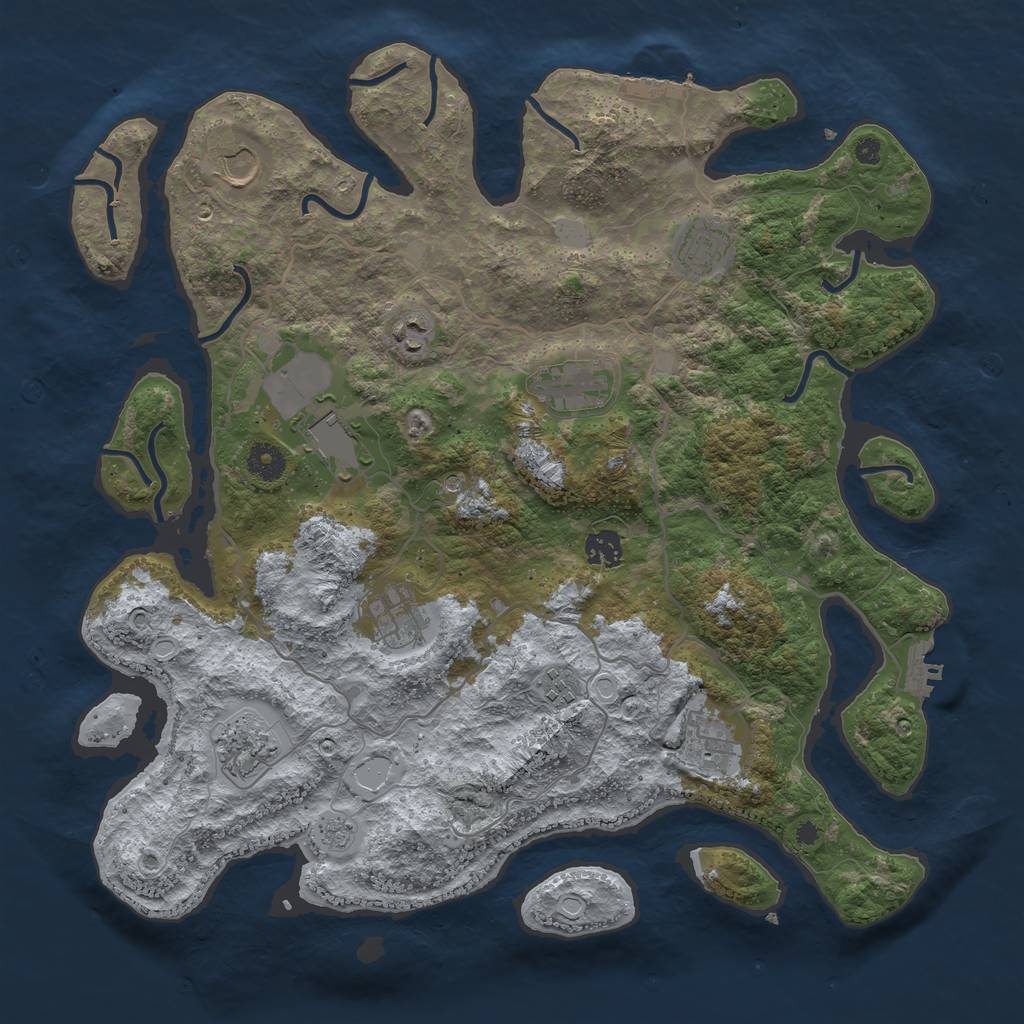 Rust Map: Procedural Map, Size: 4000, Seed: 1354112533, 17 Monuments