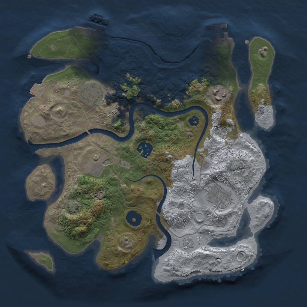 Rust Map: Procedural Map, Size: 3000, Seed: 770299453, 12 Monuments