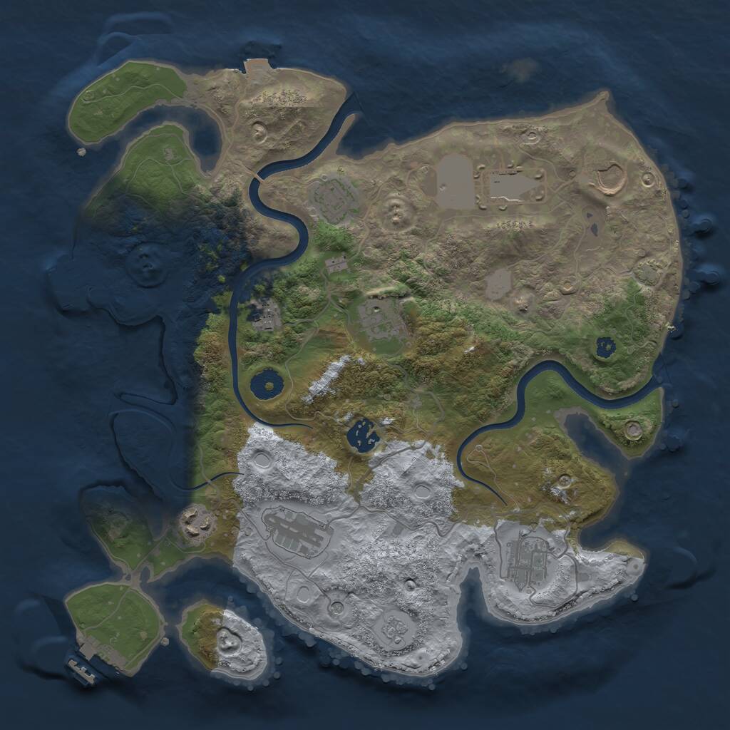 Rust Map: Procedural Map, Size: 3500, Seed: 868316911, 15 Monuments