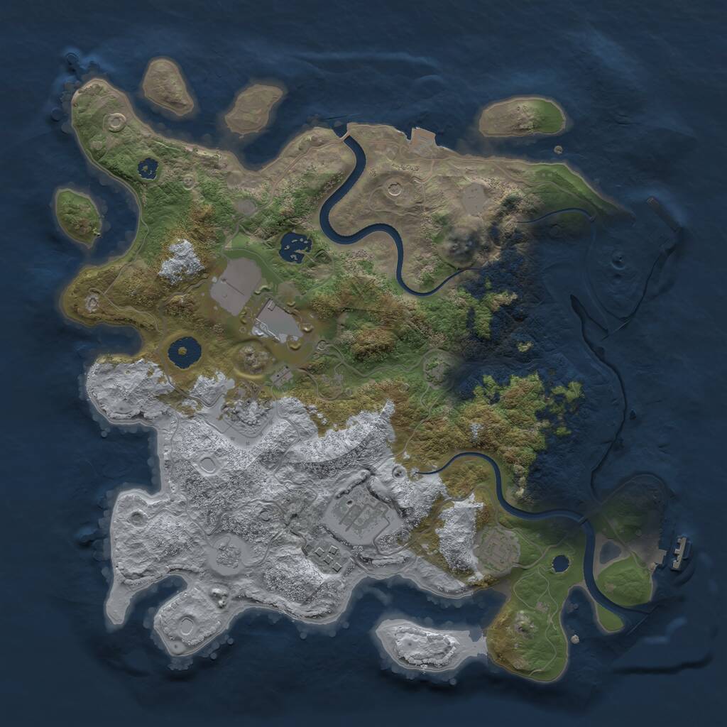 Rust Map: Procedural Map, Size: 3500, Seed: 53711080, 12 Monuments