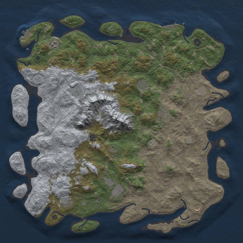 Rust Map: Procedural Map, Size: 5000, Seed: 554432880, 18 Monuments