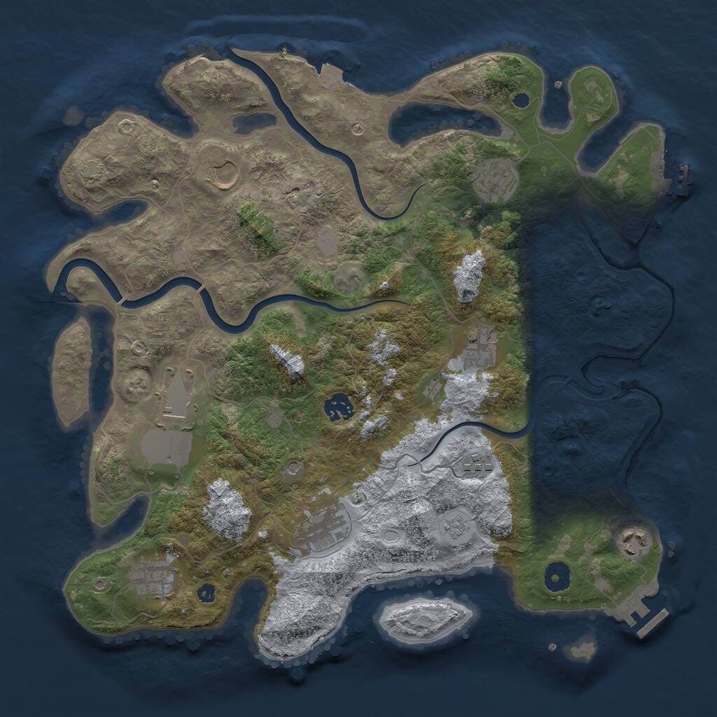 Rust Map: Procedural Map, Size: 3800, Seed: 1364128558, 15 Monuments