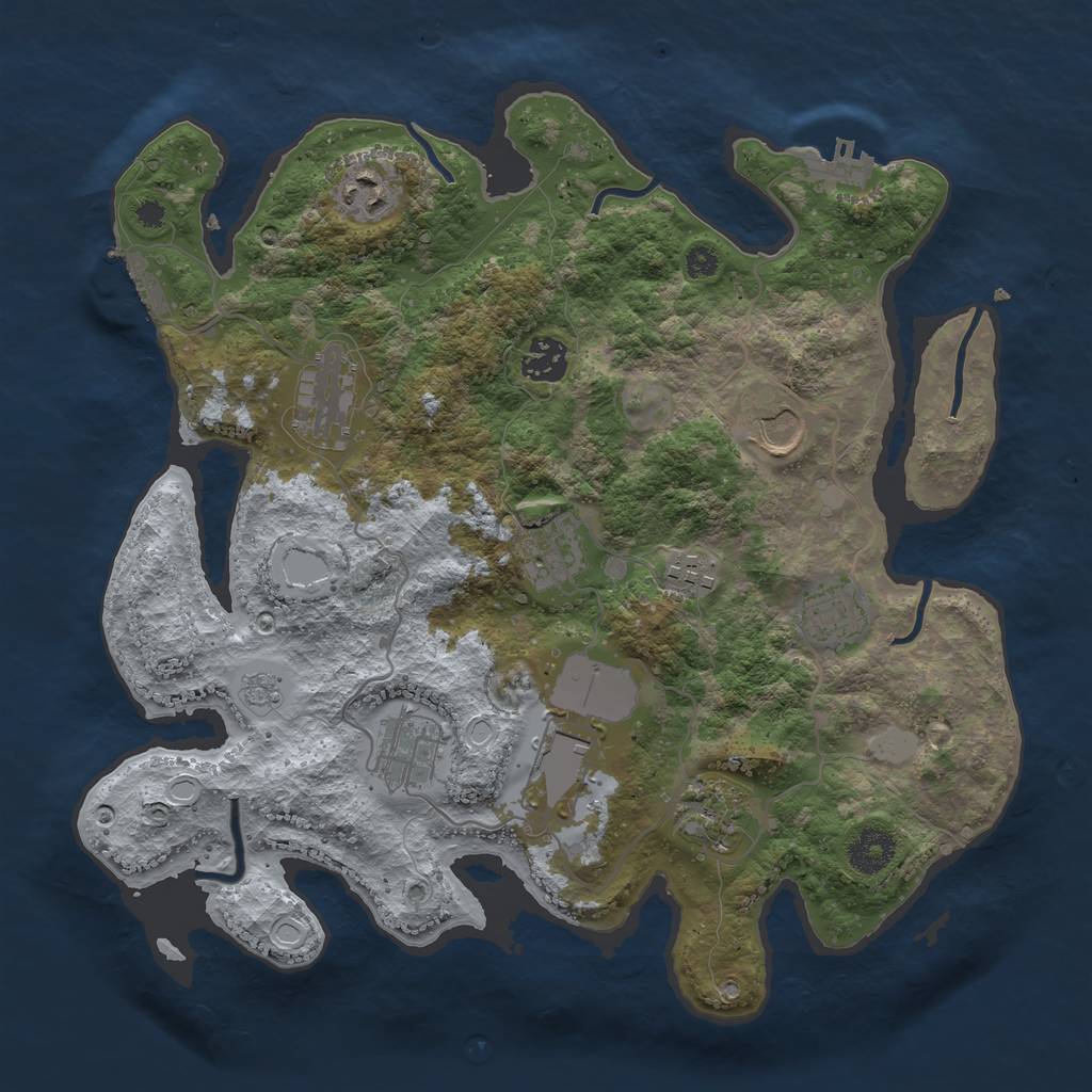Rust Map: Procedural Map, Size: 3500, Seed: 2109941221, 18 Monuments