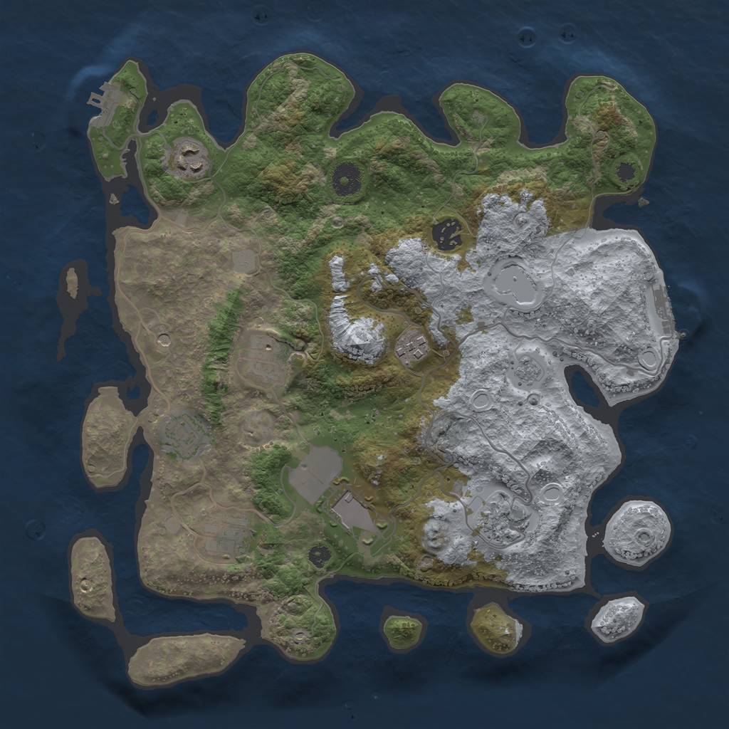 Rust Map: Procedural Map, Size: 3500, Seed: 128203818, 17 Monuments