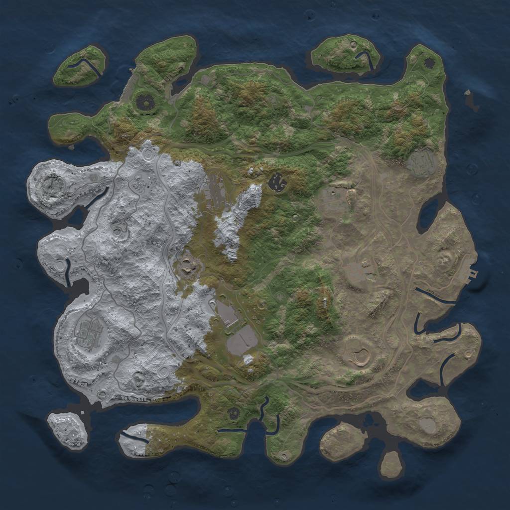 Rust Map: Procedural Map, Size: 4250, Seed: 1107065062, 18 Monuments