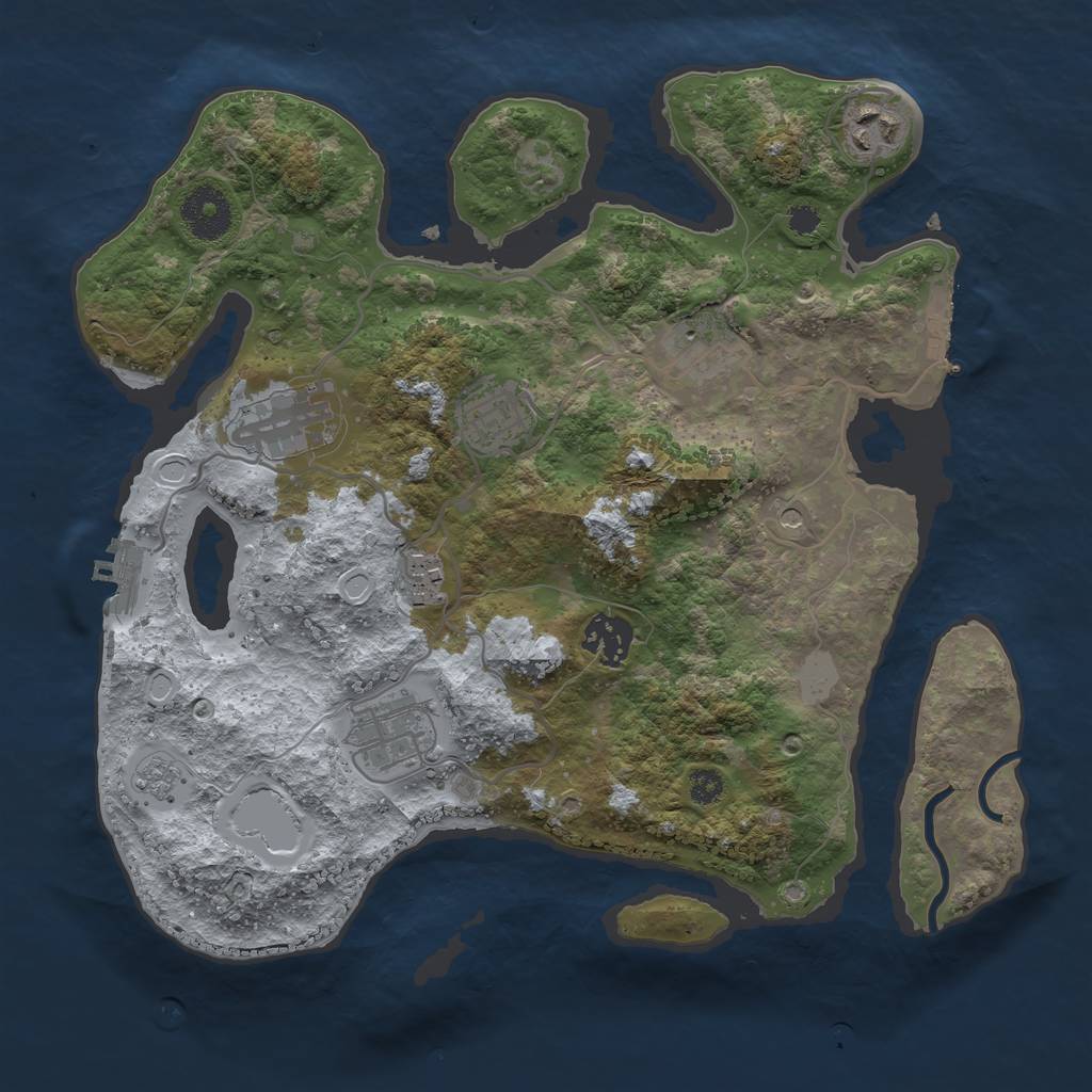 Rust Map: Procedural Map, Size: 3200, Seed: 3453, 14 Monuments