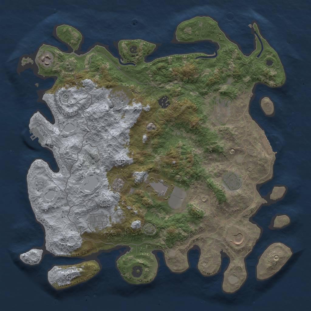 Rust Map: Procedural Map, Size: 4000, Seed: 2122293118, 17 Monuments