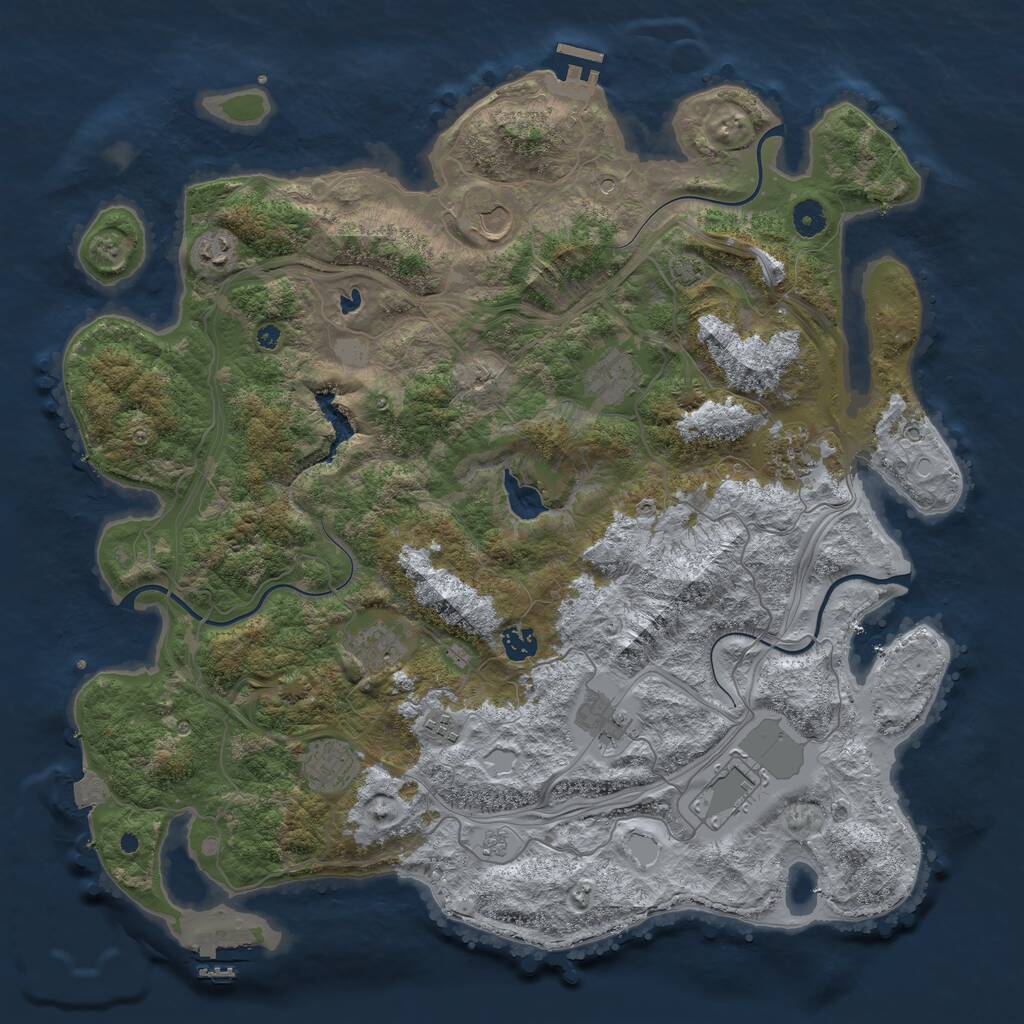 Rust Map: Procedural Map, Size: 4400, Seed: 2631425, 16 Monuments