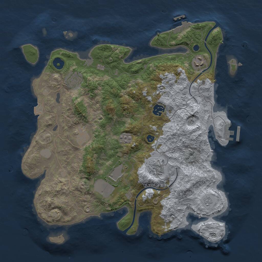 Rust Map: Procedural Map, Size: 3500, Seed: 70638694, 13 Monuments