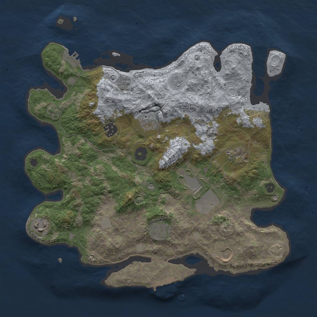 Rust Map: Procedural Map, Size: 3500, Seed: 37239704, 16 Monuments