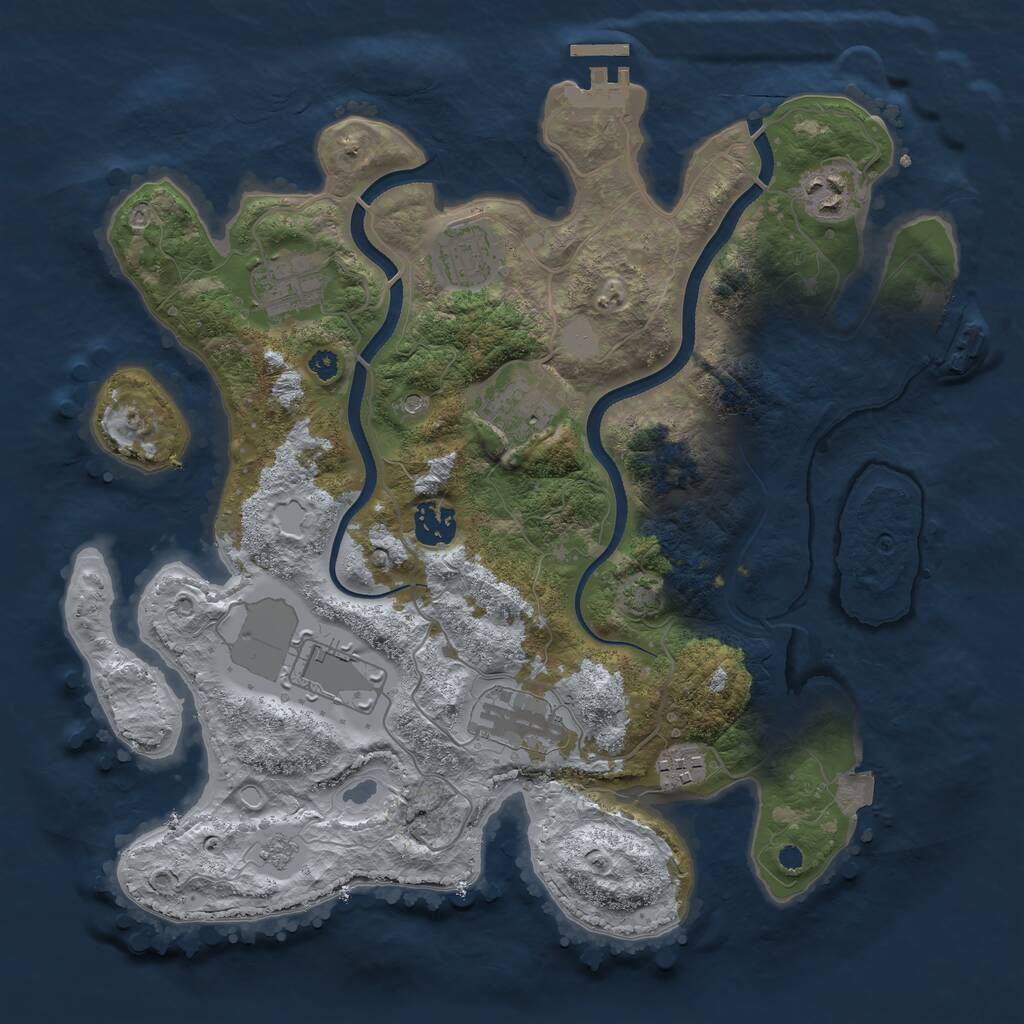 Rust Map: Procedural Map, Size: 3500, Seed: 12927489, 14 Monuments
