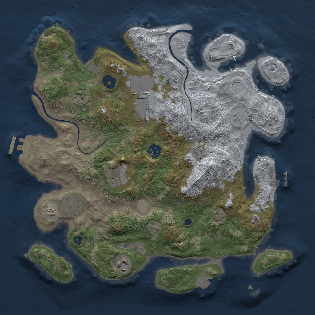 Rust Map: Procedural Map, Size: 3500, Seed: 39282360, 13 Monuments