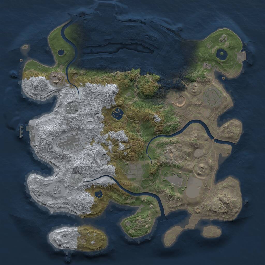 Rust Map: Procedural Map, Size: 3500, Seed: 57938500, 14 Monuments