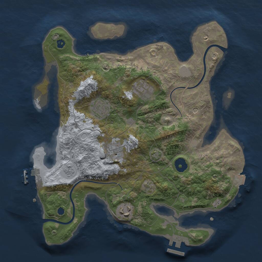 Rust Map: Procedural Map, Size: 3000, Seed: 68369, 10 Monuments