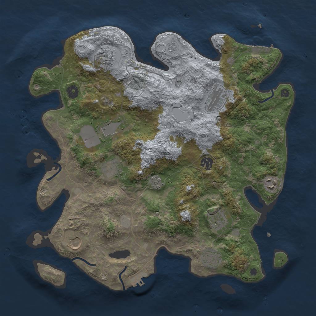 Rust Map: Procedural Map, Size: 3750, Seed: 2142786029, 19 Monuments