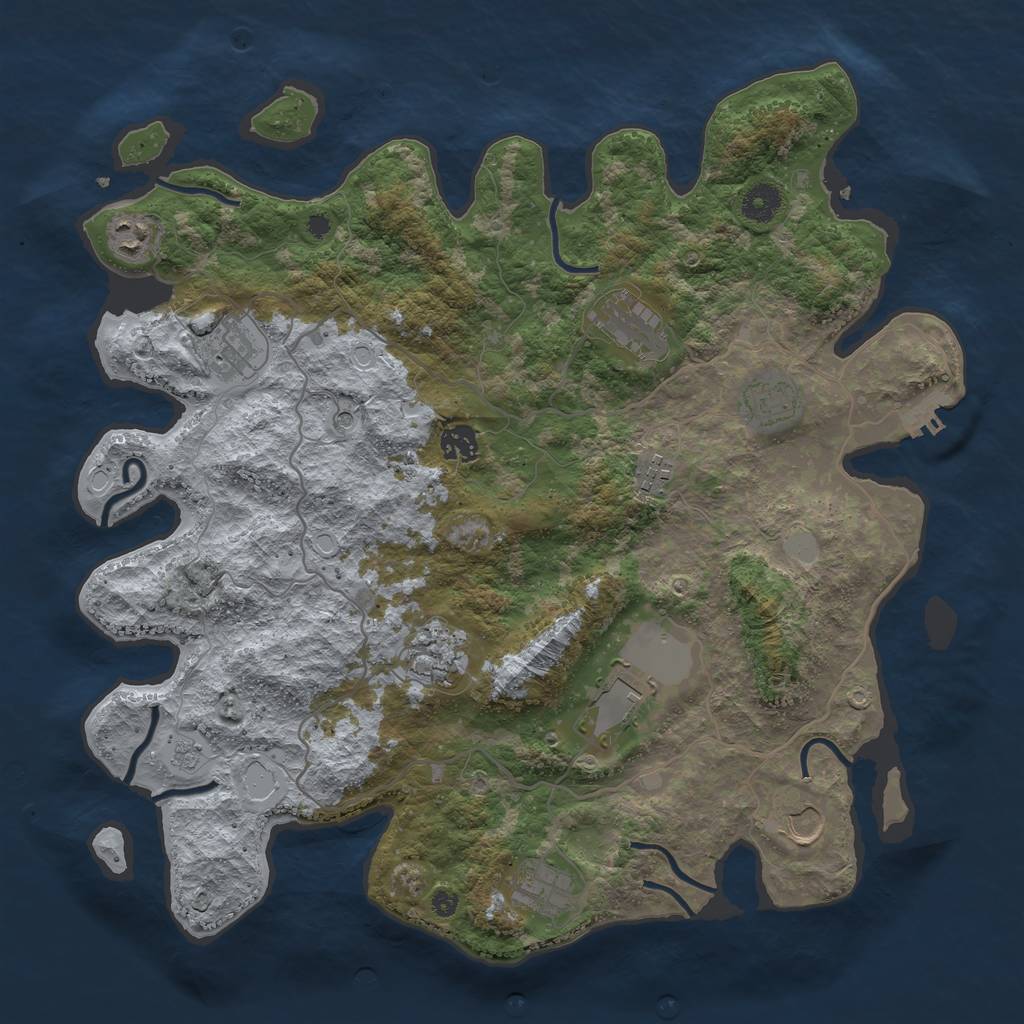 Rust Map: Procedural Map, Size: 4000, Seed: 665847797, 16 Monuments