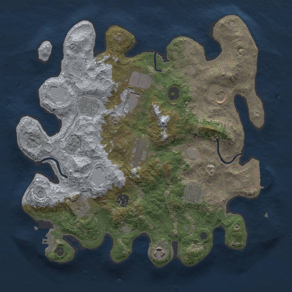 Rust Map: Procedural Map, Size: 3500, Seed: 8031723, 18 Monuments