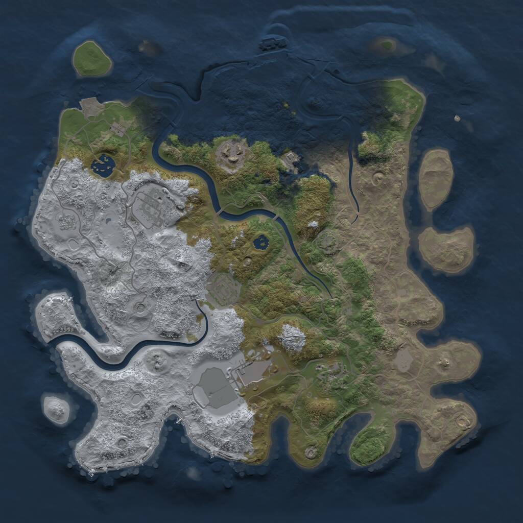 Rust Map: Procedural Map, Size: 3500, Seed: 1723500148, 12 Monuments
