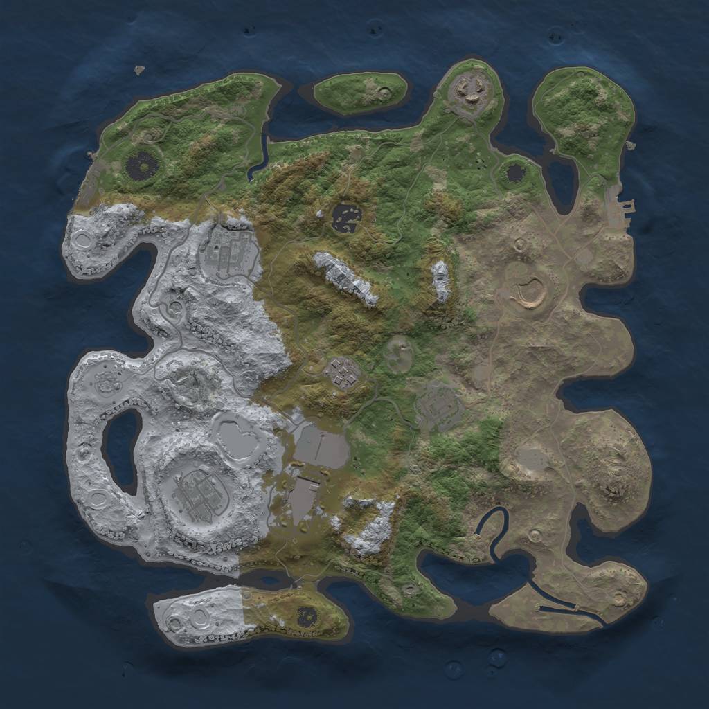 Rust Map: Procedural Map, Size: 3500, Seed: 10847492, 17 Monuments