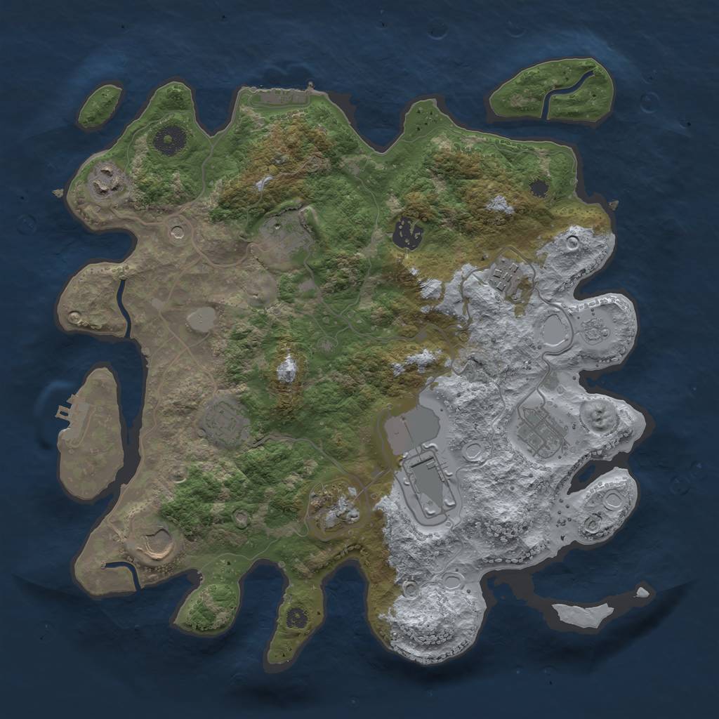 Rust Map: Procedural Map, Size: 3500, Seed: 25302908, 18 Monuments