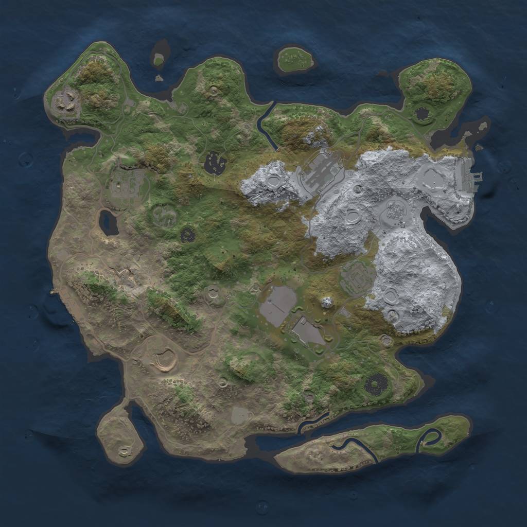 Rust Map: Procedural Map, Size: 3500, Seed: 88478650, 16 Monuments