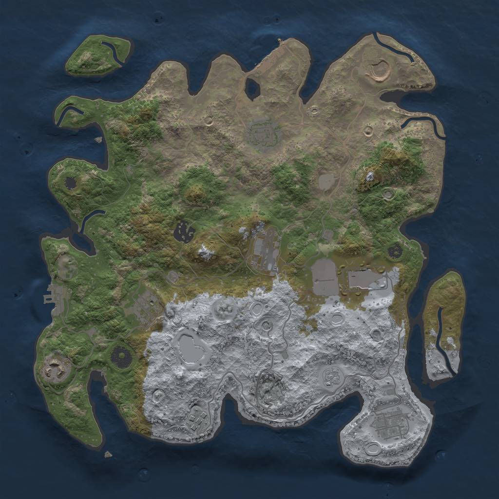 Rust Map: Procedural Map, Size: 3500, Seed: 58289187, 16 Monuments