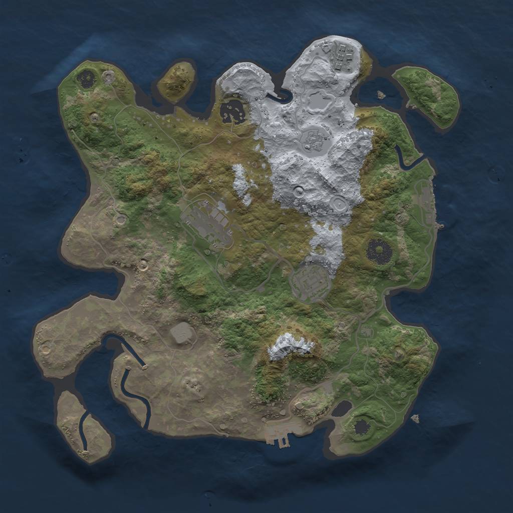 Rust Map: Procedural Map, Size: 3000, Seed: 847853974, 12 Monuments