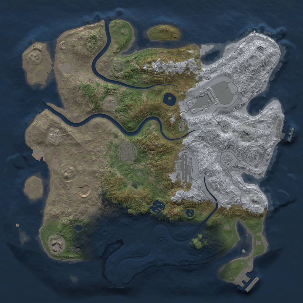 Rust Map: Procedural Map, Size: 3500, Seed: 41129402, 13 Monuments