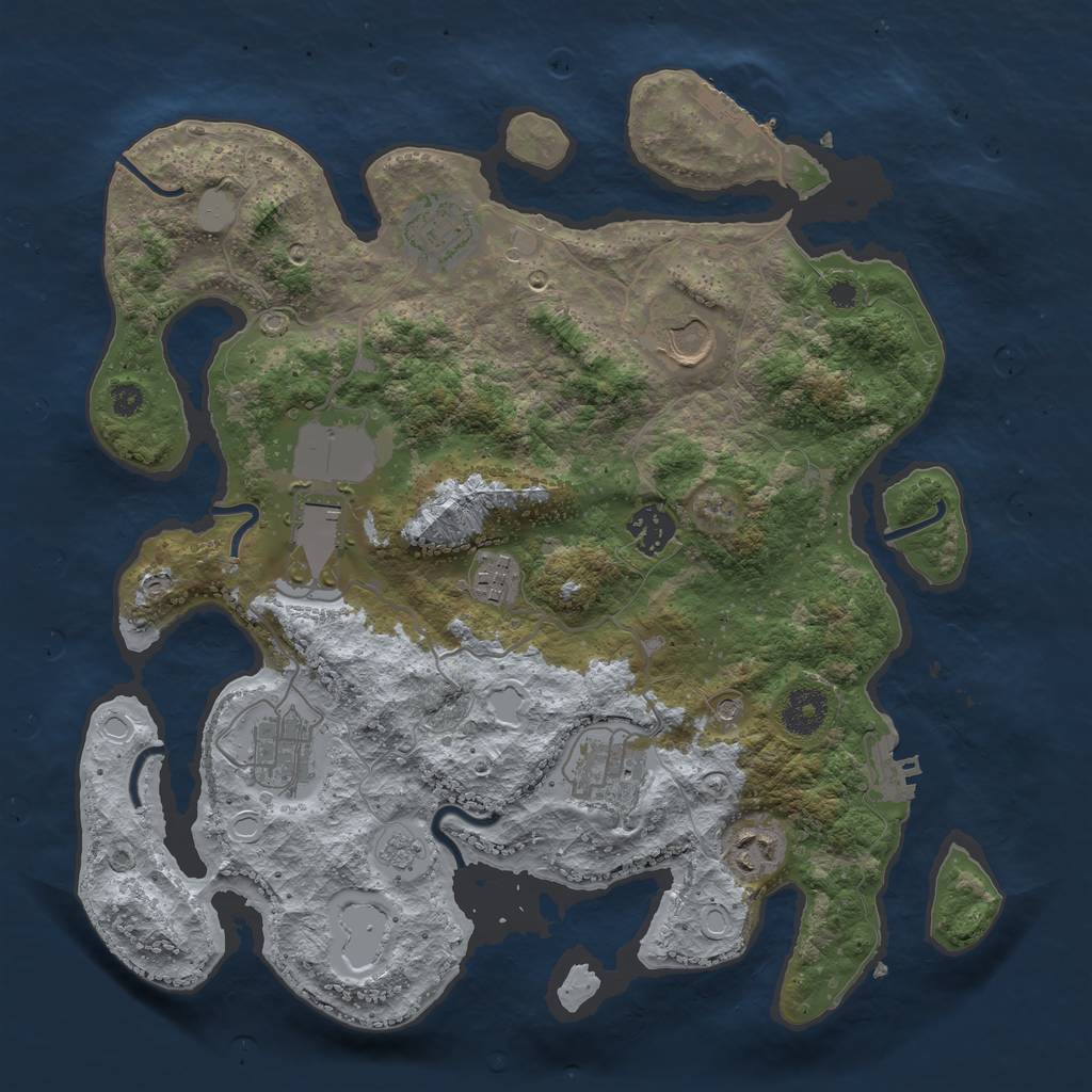 Rust Map: Procedural Map, Size: 3500, Seed: 13671841, 17 Monuments